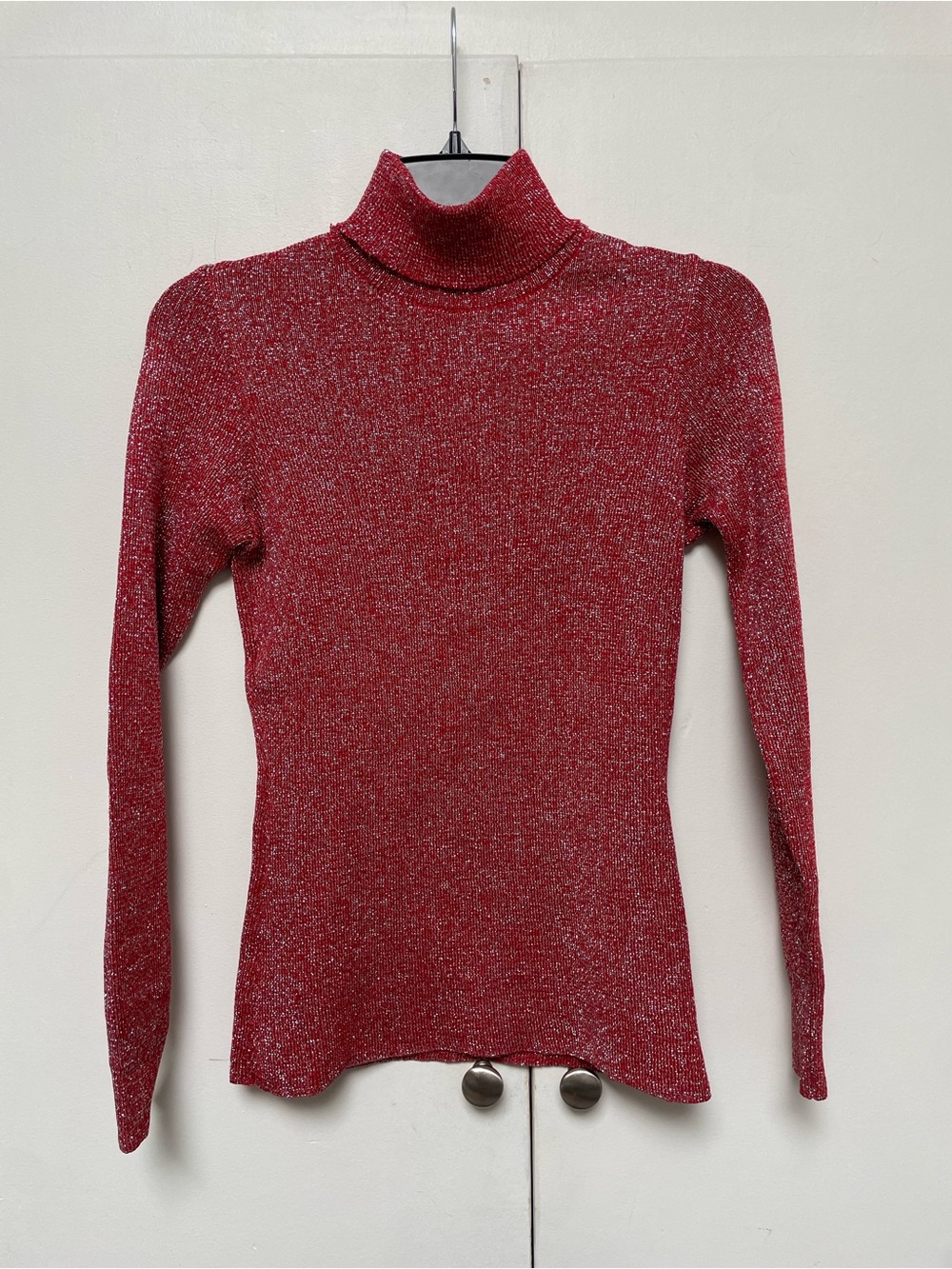 Italian made Sparkle Red Metallic Turtleneck Sweater